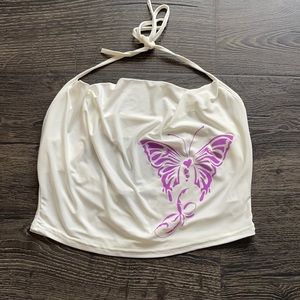The cutest y2k style butterfly halter top
